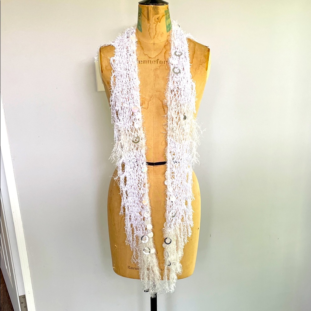 White Macramé Scarf